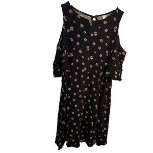 Xhilaration Cold Shoulder Dress Black Floral